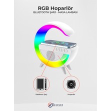 Aggiy Bluetooth Hoparlör 15W Kablosuz Wireless Şarj Rgb Masa Gece Lambası Radyo Müzik Çalar AG-2301