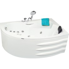Queen Oturmalı Yarı Oval Jakuzi 150x100x70, h55 Party Hidromasaj Sistemli Küvet (Gövde + Metal ayak + Ön panel)