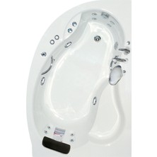 Queen Oturmalı Yarı Oval Jakuzi 150x100x70, h55 Party Hidromasaj Sistemli Küvet (Gövde + Metal ayak + Ön panel)