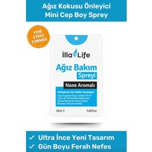 Illa Life Cep Boyu Ultra Ince Ağız Kokusu Önleyici Sprey Nane Aromalı Kolay Taşınabilir Mini Cep Spreyi 20 Ml