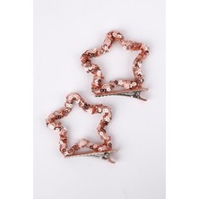 Le Mabelle Rose  Payetli Yıldız İkili Kız Çocuk Klips Toka