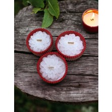 Bumbum Handmade Mum 3'Lü Özel Tasarım El Yapımı Lotus Çicekli Mum Handmade Vanilya Kokulu