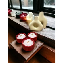 Bumbum Handmade Mum 3'Lü Özel Tasarım El Yapımı Lotus Çicekli Mum Handmade Vanilya Kokulu
