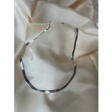 Mimosa Aksesuar Çelik Gümüş Renk Italyan Yassı Kolye