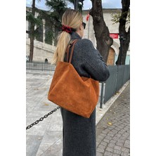 Ysmn  Süet Deri Çift Saplı Geniş Kadın Omuz Çantası YC012035HSD