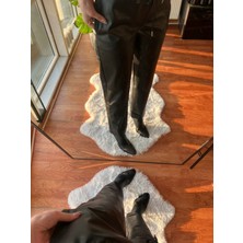 Zaracan Beli Lastikli Deri Siyah Pantolon