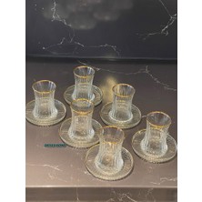 Paşabahçe 12 Parça Elysia Kesme Gerçek Yaldızlı Çay Seti Takımı , Hediyelik , Çeyizlik