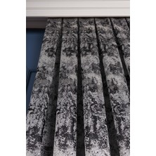 Perdelit Siyah - Gri - Gümüş Jakar Dokuma Fon Perde Tek Kanat 1 Adet (1/3 Sık Pile)