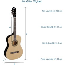 Midex MGX-150 Klasik Gitar Sap Ayarlı Doğal Ahşap Gül Klavye 4/4 Yetişkin