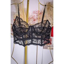 Mila Zincir Detaylı Siyah Büstiyer