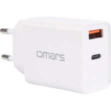 Omars 20W Pd Çift Portlu Usb-C & Usb-A Hızlı Şarj Cihazı