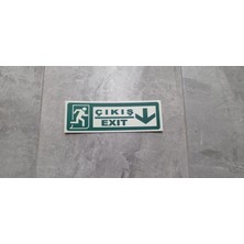 Çizgi Yangın Söndürme 30X10 cm Fosforlu Yangın Uyarı (Exit-Çıkış) Uyarı Levhası (Aşağı Yön)