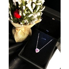 Vogutima  Swarovski Taşlı Pandora’s Model Pembe Kalp Taş Detay 925 Ayar Gümüş Sevgiliye,arkadaşa Kolye