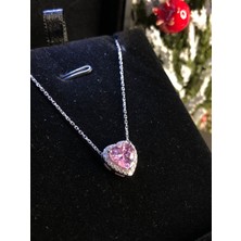 Vogutima  Swarovski Taşlı Pandora’s Model Pembe Kalp Taş Detay 925 Ayar Gümüş Sevgiliye,arkadaşa Kolye