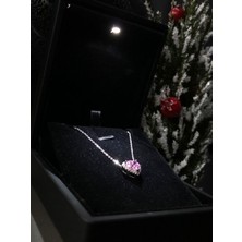 Vogutima  Swarovski Taşlı Pandora’s Model Pembe Kalp Taş Detay 925 Ayar Gümüş Sevgiliye,arkadaşa Kolye