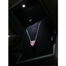 Vogutima  Swarovski Taşlı Pandora’s Model Pembe Kalp Taş Detay 925 Ayar Gümüş Sevgiliye,arkadaşa Kolye