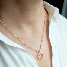 Devi Fashion Zirkon Taşlı Altın Kaplama Minimal Kalp Kolye