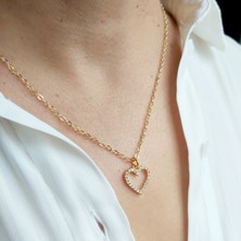Devi Fashion Zirkon Taşlı Altın Kaplama Minimal Kalp Kolye