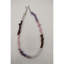 Bade Accessories Ay Taşı,kaplangözü, Ametist, Pembe Kuvars Kırıktaş Doğaltaş Kolye