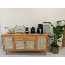 Ahşap Doğal Bambu Hazeranlı Masif Konsol Büfe