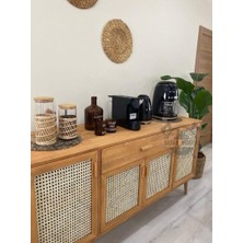 Ahşap Doğal Bambu Hazeranlı Masif Konsol Büfe