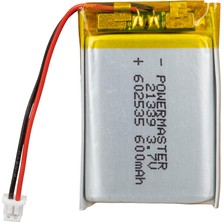 Ayt Powermaster 3.7 Volt 600 Mah Soketsiz Lityum Polimer Şarjlı Pil 6X25X35 mm Akıllı Saat Kulaklık Pili