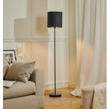 Demet Habek My Lights Mylights  Siyah Lambader Köşe Lambası Yerden Aydınlatma Kumaş Metal Gövdeli Abajur Lamba  165 cm