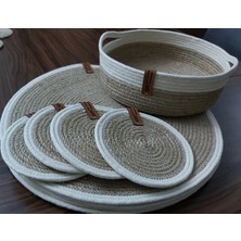 Home Decors By Özlem 4 Kişilik 9 Parça Amerikan Servis Supla Takımı Tabak Bardak Altlığı Hasır Sepet Hediye Mutfak Sunum