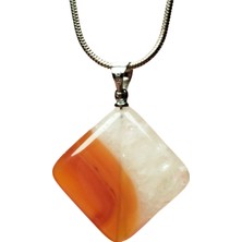 Royaleks Akik Doğal Taşı Zincirli El Yapımı Kolye Uç: 3 cm Zincir: 20 cm Kutulu