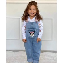 Yağmurun Butiği Minnie Nakışlı  Kapüşonlü Sweatshirt Kız Çocuk Bahçivantulumtakımı