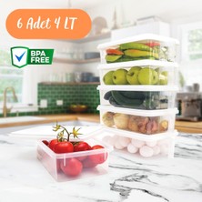 Microlife 6'lı Kulplu 4 Litre Saklama Kabı Bpa Içermez Erzak Kabı Kulplu Saklama Organizer