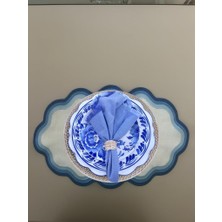 Lilies Atelier Ebruli 3 Renk Geçişli Keten Sofra Takımı 2 Adet Amerikan Servis