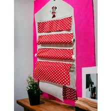 Shules Collection Minnie Mause Nakışlı ,dertsiz Kumaş,pileli, 5'li Set(Fırın Örtüsü, Organizer, Ekmeklik, Havlu,posetlik)