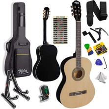 Midex MGX-150-ST Klasik Gitar Sap Ayarlı Doğal Ahşap Gül Klavye 4/4 Yetişkin + Çanta Stand Tuner Capo Askı Metod Pena