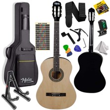 Midex MGX-150-ST Klasik Gitar Sap Ayarlı Doğal Ahşap Gül Klavye 4/4 Yetişkin + Çanta Stand Tuner Capo Askı Metod Pena