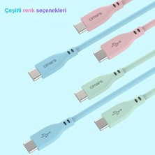 Omars Type-C To Type-C Silikon Pd Hızlı Şarj Kablosu Pembe