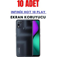 Telpox Infinix Hot 10 Play Temperli Cam Ekran Koruyucu Süper Ekonomik Paket ( 10 Adet )