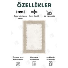 Faiend Yıkanabilir Halı Mutfak Kaymaz Dod Taban Leke Tutmaz Ev Halısı Krem