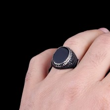 Tesbih Sepetim Oval Model Onix Taşlı 925 Ayar Gümüş Yüzük