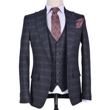 Carutte Crt 239 Ekose Slimfit Takım Elbise/lacivert/46 Beden - 6 Drop