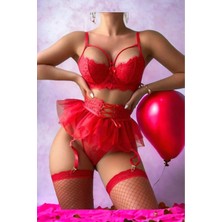 Sialess Lingerie Kadın Sevgililer Gününe Özel Seksi Jartiyer Takım Gecelik