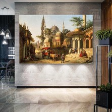 SML Tablo Eski Istanbul Eyüp Semti Kırmızı Fayton Yatay Kanvas Tablo