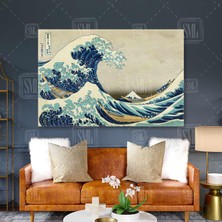 SML Tablo Kanagawa Oki Great Wave Japon Deniz Dalgası Katsushika Hokusai Yatay Kanvas Tablo