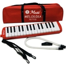 Masis 32 Tuş Kırmızı Melodika Bez Taşıma Çantalı - Kırmızı