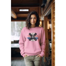 Adabebek Premium Snowboar Dünyası Baskılı Tarz Kadın Bisiklet Yaka Sweatshirt