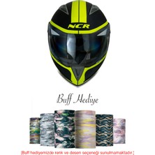 NCR Sarı Siyah Çene Açılır Motosiklet Kask Ece Belgeli 61 - 62 cm Beden Özellikli Güvenlik