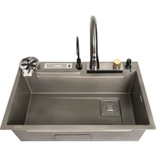 Stilmax Paslanmaz Çelik SUS304 Akıllı Şalale Evye Seti 75 x 45 cm 5 Fonksiyonlu Mutfak Evyesi 8 Fonksiyonlu