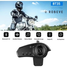 Robeve BT35 Motorsiklet Interkom Bluetooth 5.0 Motorsiklet Intercom Tüm Kasklarla Uyumlu Intercom Mikrofonlu Bluetooth Intercom Dinleme Konuşma Su Geçirmez Intercom