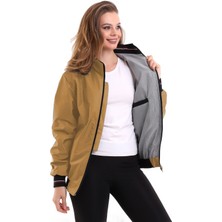Alinda Kadın Mevsimlik Dik Yaka Astarlı Cepli Su Itici Oversize Mont