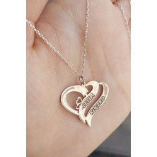 Özgür Takı 925 Ayar Gümüş Iç Içe Kalpli Kolye